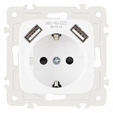 Розетка с заземлением и со шторкой и 2хusb, без рамки arte milano am-205 205.47-1.white
